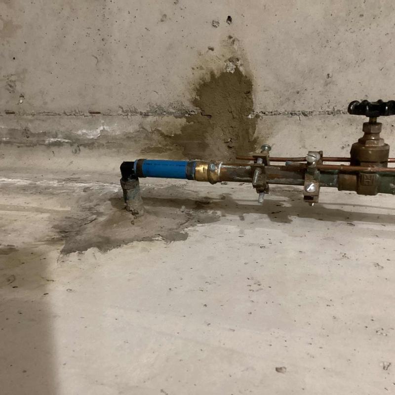 90-degree elbow pipe with new parts and valve installation