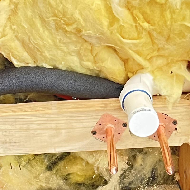 Mop sink PVC drain and copper water lines installation