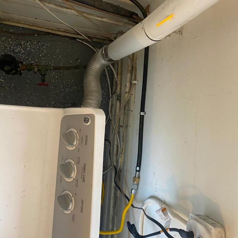 Gas line for dryer with flexible vent hose