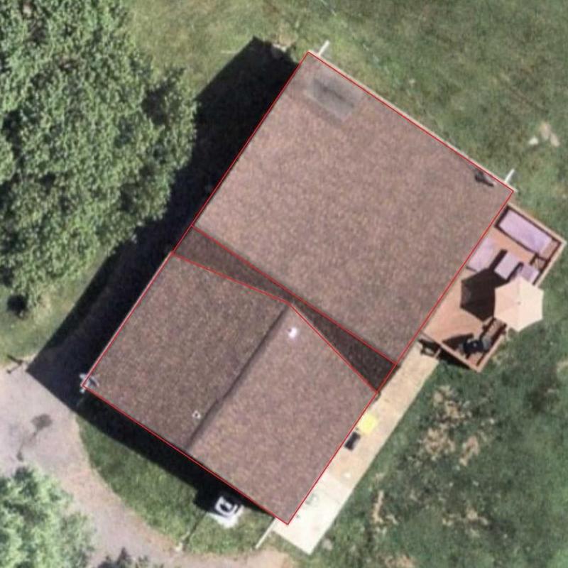 Asphalt shingle roof with marked inspection zones