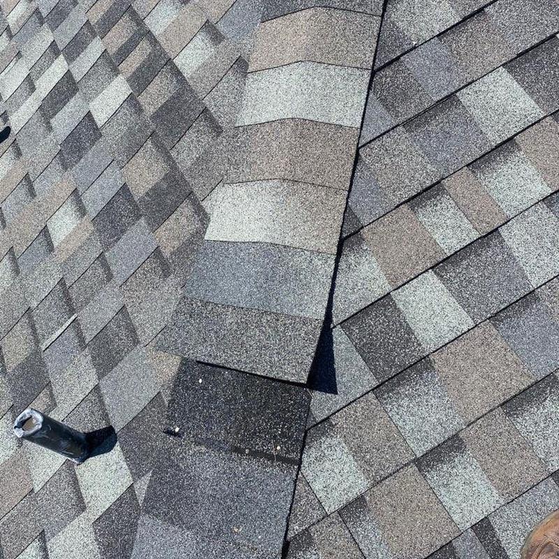 Shingle hip cap replacement with matched color shingles