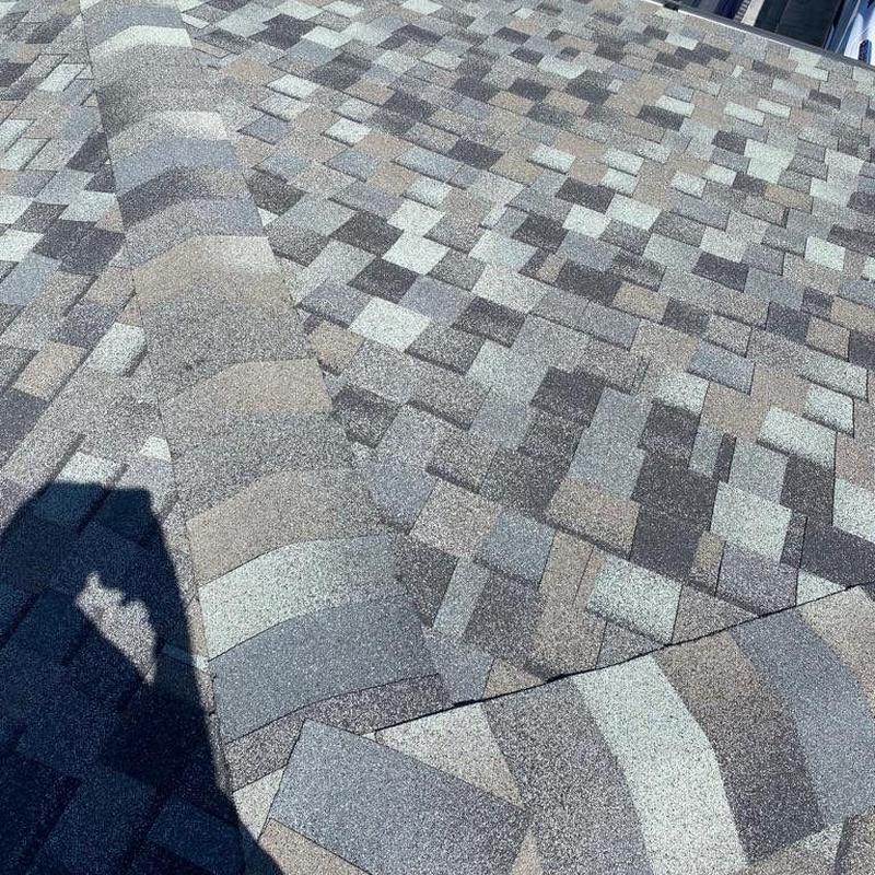 Hip cap shingles on shingle roof, uniform color match
