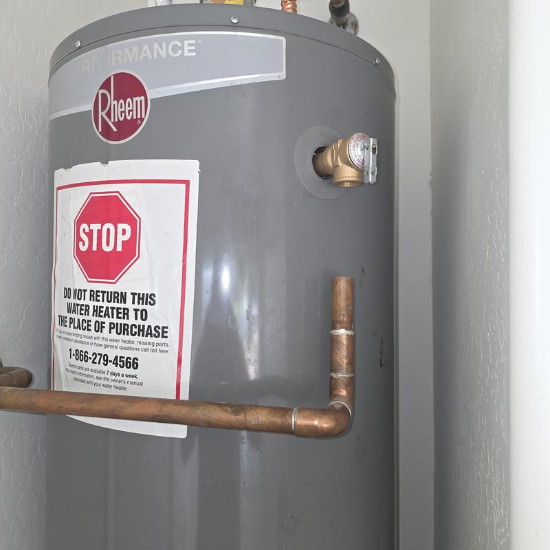 Water heater with T&P valve and copper piping