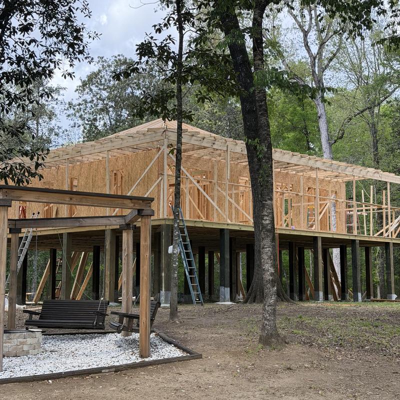 Wood framing for elevated new construction in Florence, MS