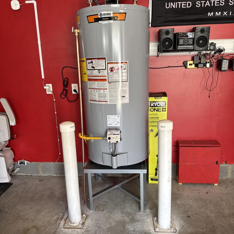 75-gallon commercial gas water heater installation
