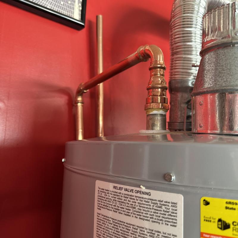 Gas water heater copper pipe connection with fitting