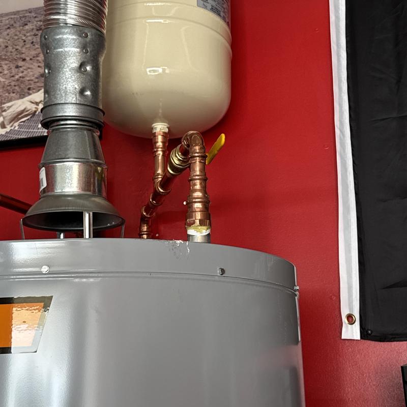 75-gallon gas water heater with copper piping