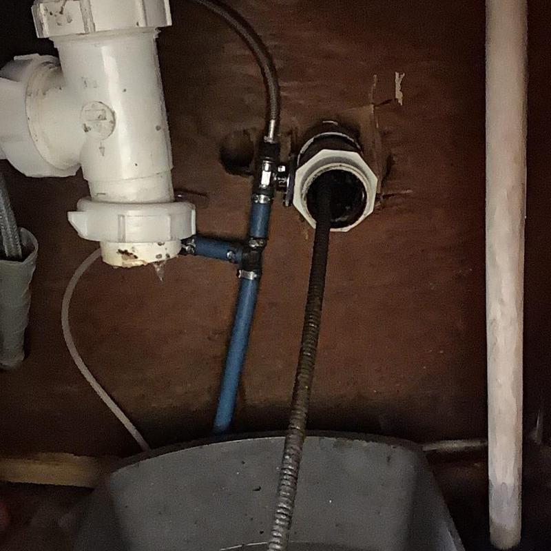 Sump pump replacement with drainage and piping connections