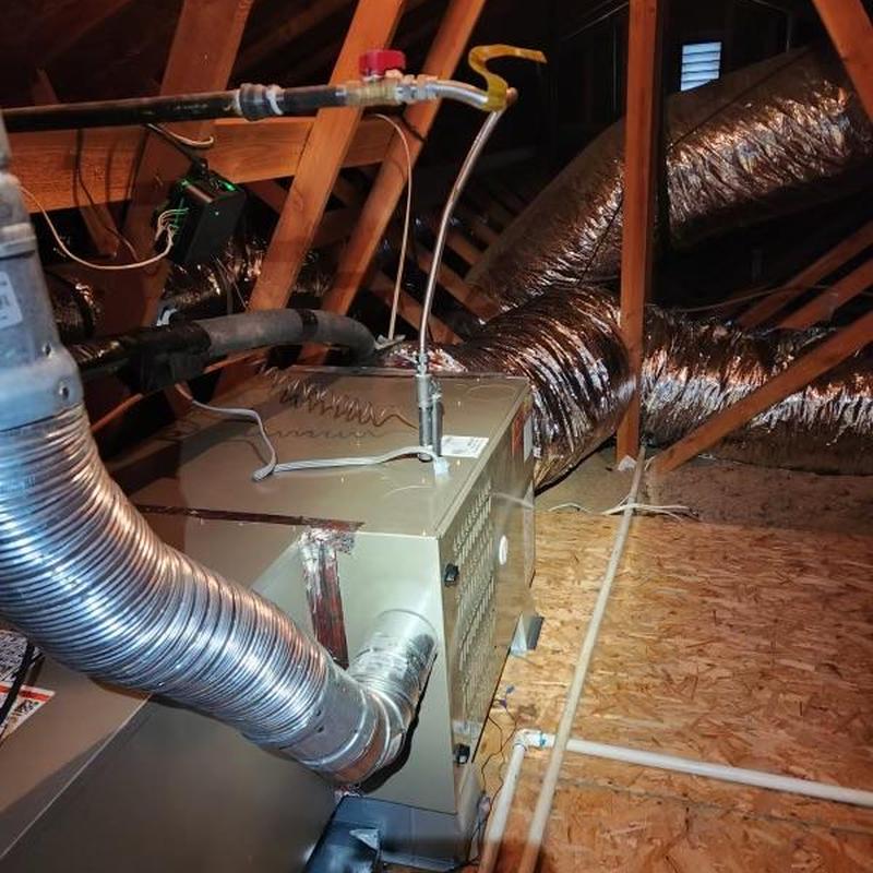 5 ton HVAC furnace and ductwork in attic