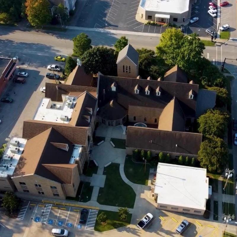 Church roofing system with hail and wear damage