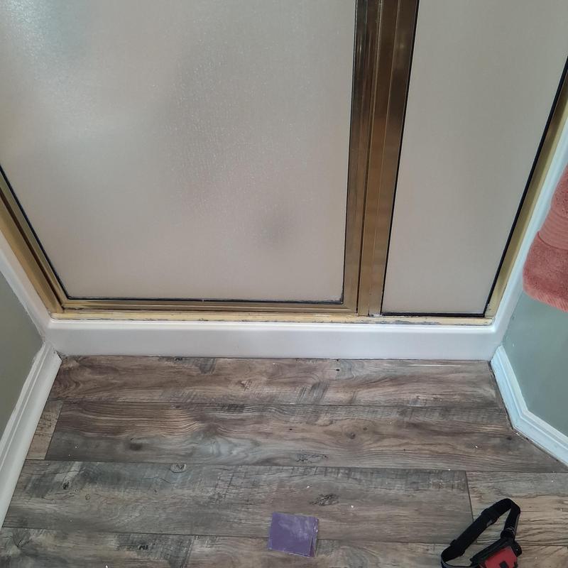 Shower door frame and baseboard trim removal and update