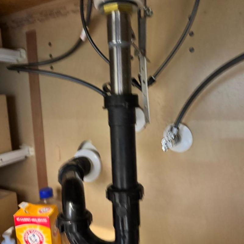 Tub drain pipe with new stopper and fittings