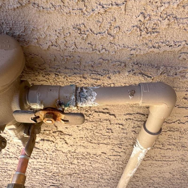 Corroded copper water riser with gate valve leak