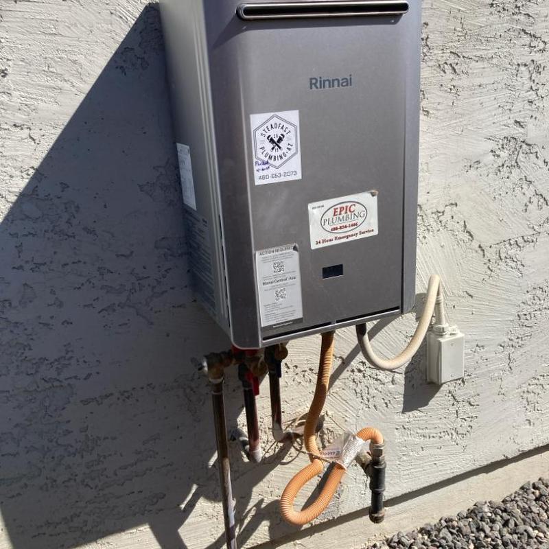 Tankless water heater and backyard hose bib replacement