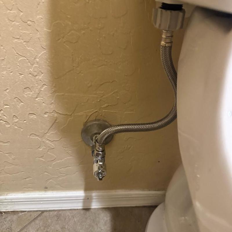 Toilet angle stop and braided supply line installation