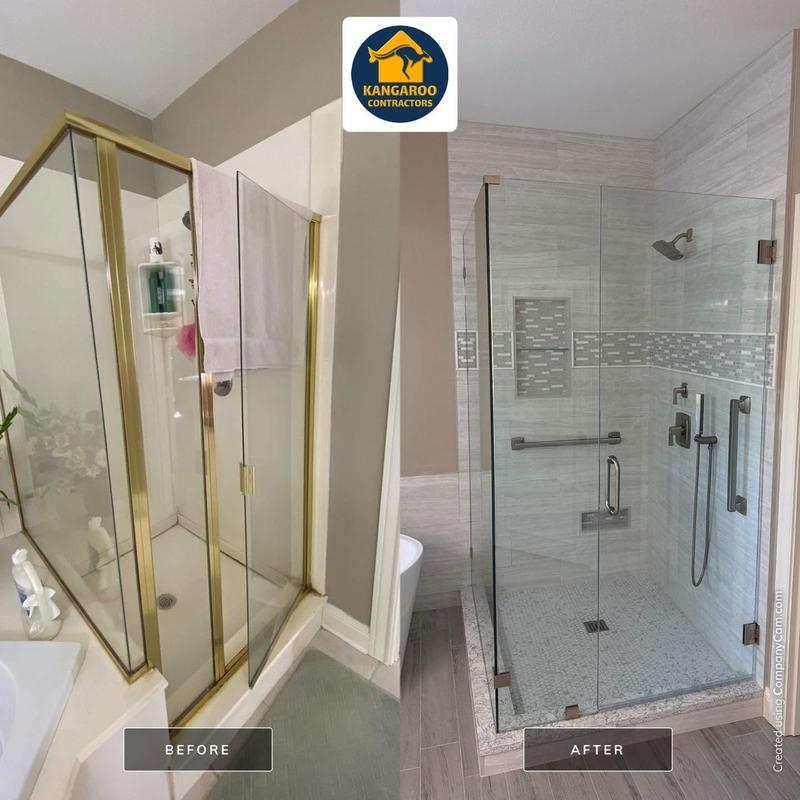 Frameless glass shower upgrade with tile flooring