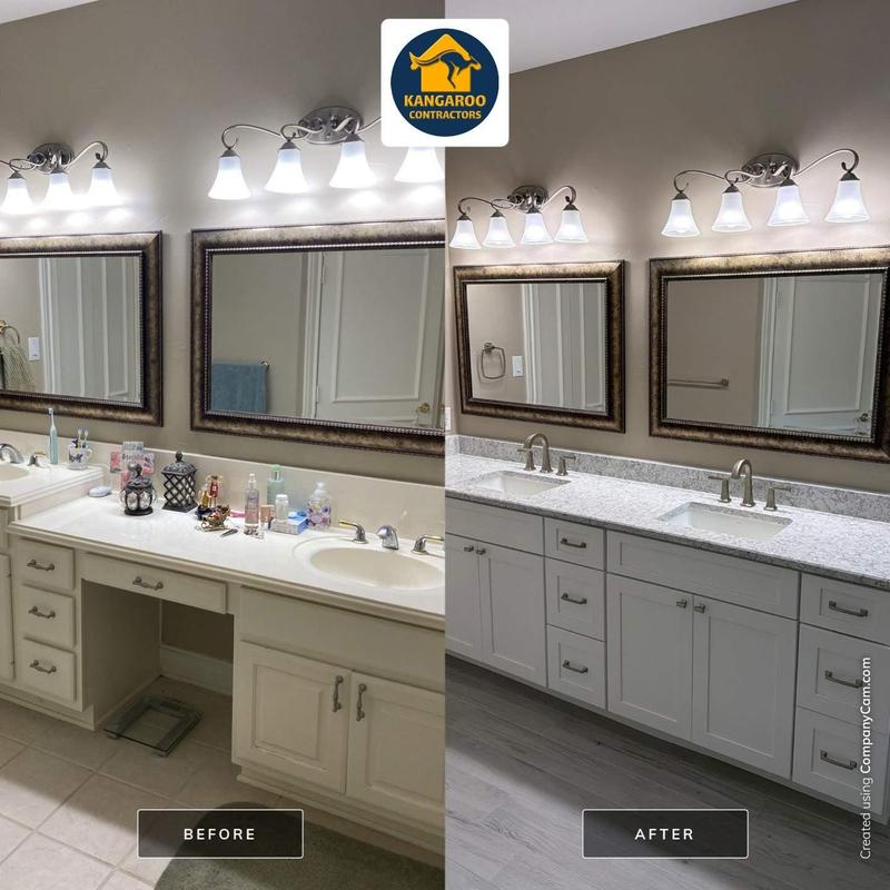 Master bathroom double vanity with quartz countertops upgrade