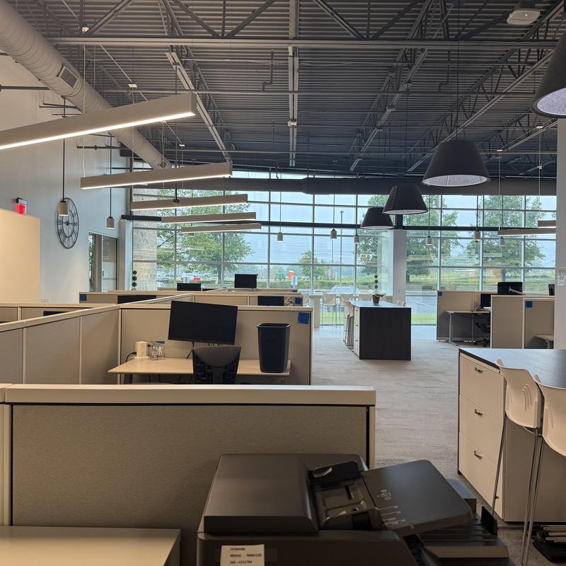 TPO roofing system inspection in commercial office interior