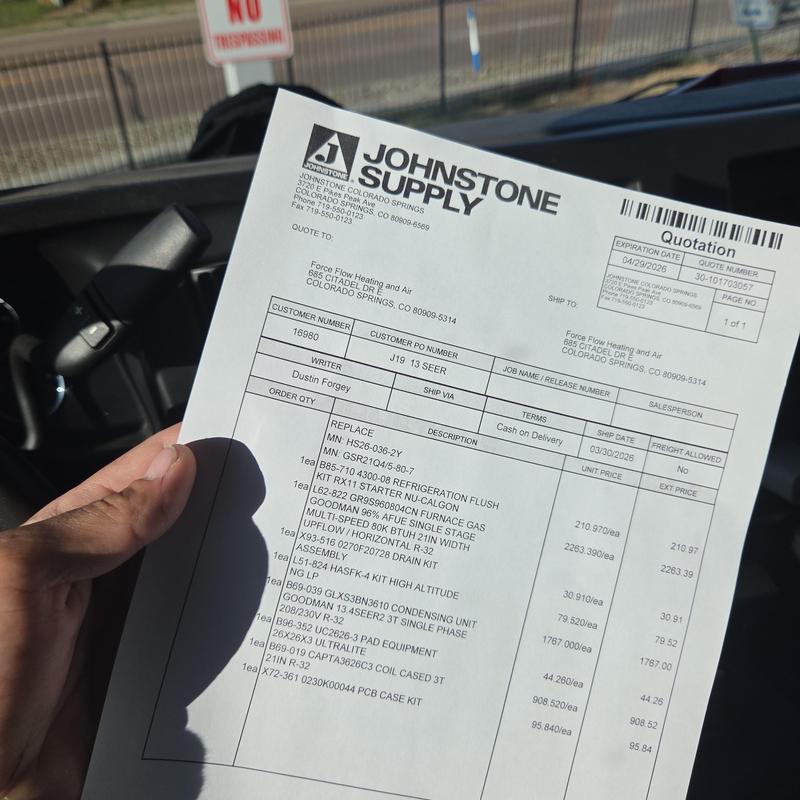 Goodman furnace gas kit and condenser unit quote