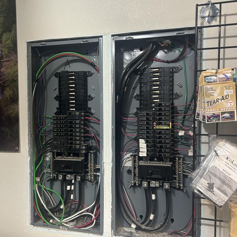 Electrical breaker panels with wiring inside walls Electrical breaker panels with wiring inside walls