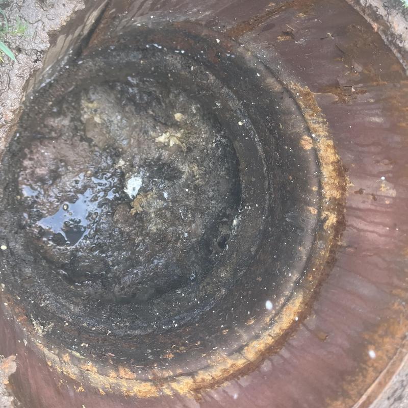Septic tank interior after pump out and inspection