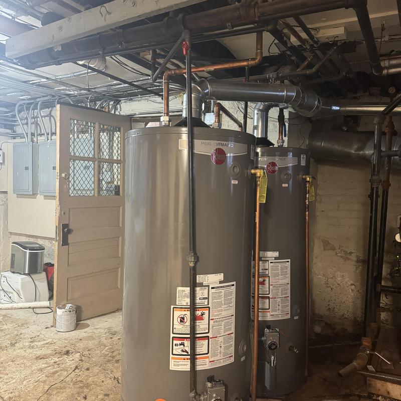 Water heaters installation in residential building basement
