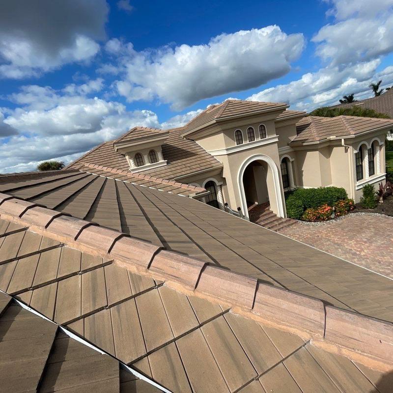 Concrete tile roof with ridge cap in Fort Myers