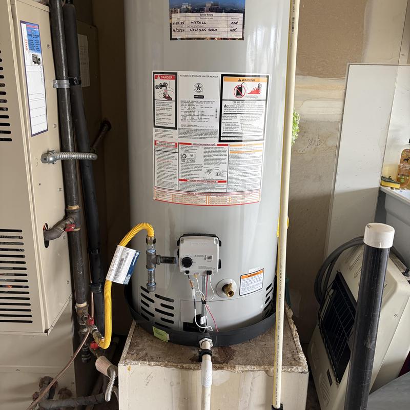 Gas water heater with new gas valve installed Gas water heater with new gas valve installed