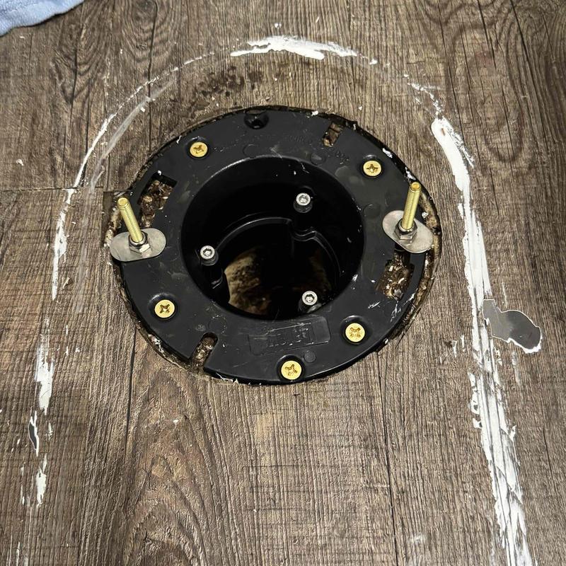 Toilet flange replacement on wood floor base