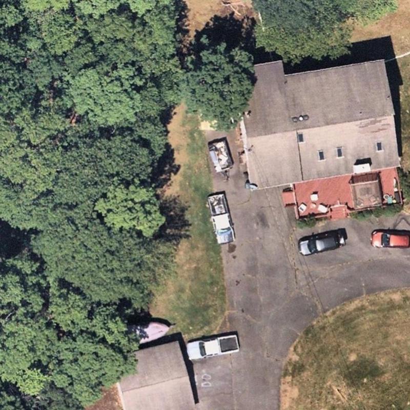 Roof shingles inspection and damage assessment aerial view