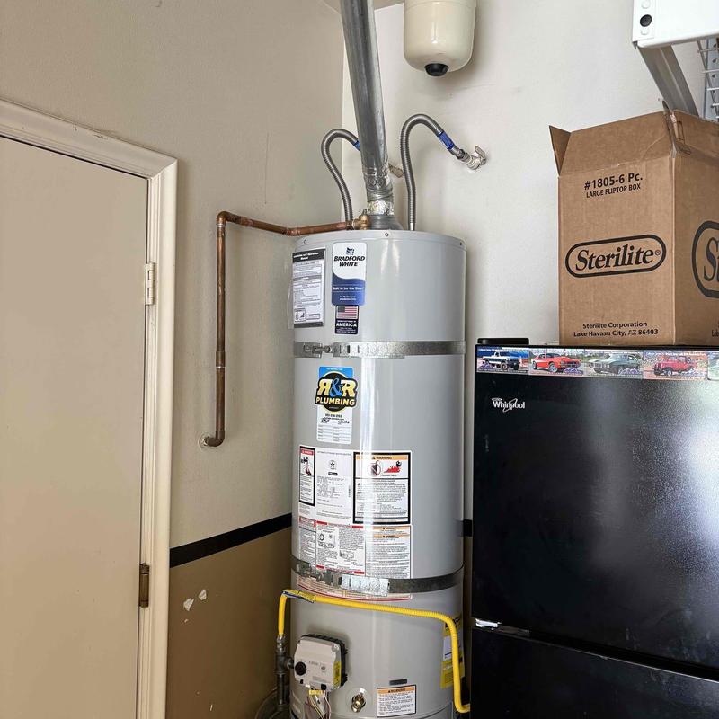 50-gallon water heater installation in garage