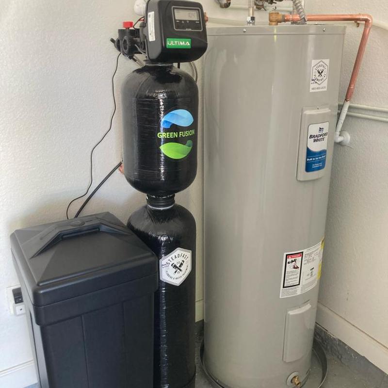 Green Fusion 1000 water softener and Bradford white heater