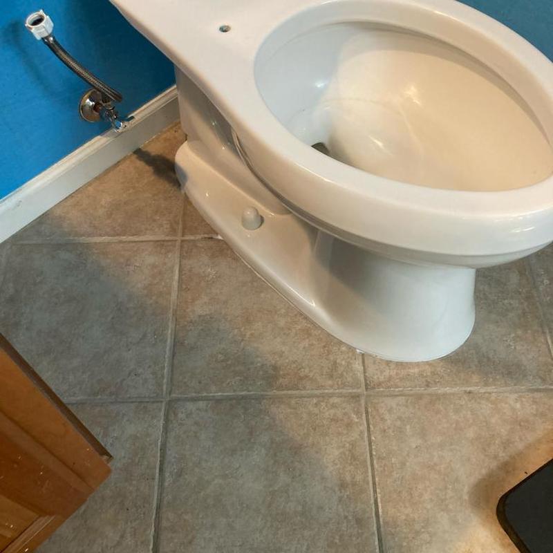 Toilet bowl with replaced angle stop and closet flange