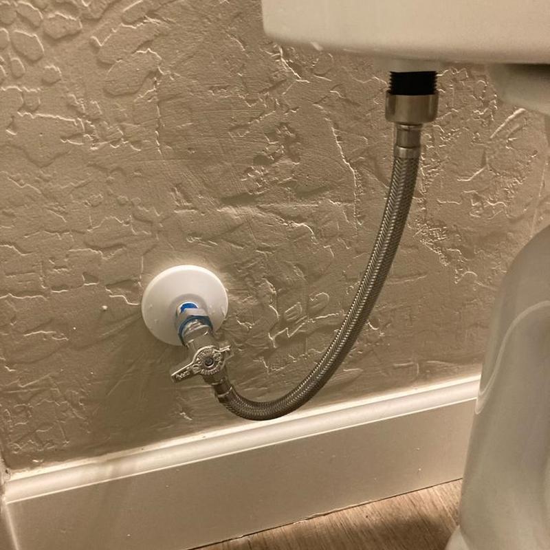Toilet supply line and angle stop valve installation