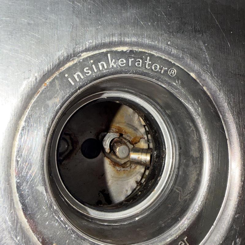 Garbage disposal unit interior close-up in kitchen sink Garbage disposal unit interior close-up in kitchen sink