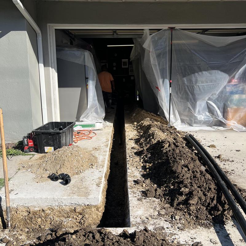 Drainage trench dug for kitchen and laundry lines