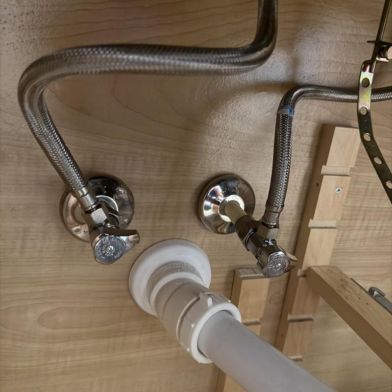 Shut off valves and supply lines under bathroom sink