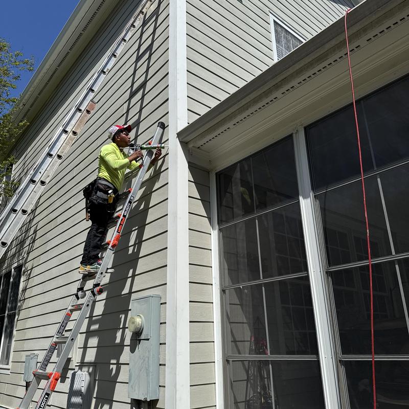 Exterior trim corner post replacement on house siding Exterior trim corner post replacement on house siding