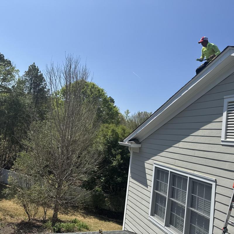 Exterior PVC corner post and rake trim replacement on roof edge Exterior PVC corner post and rake trim replacement on roof edge