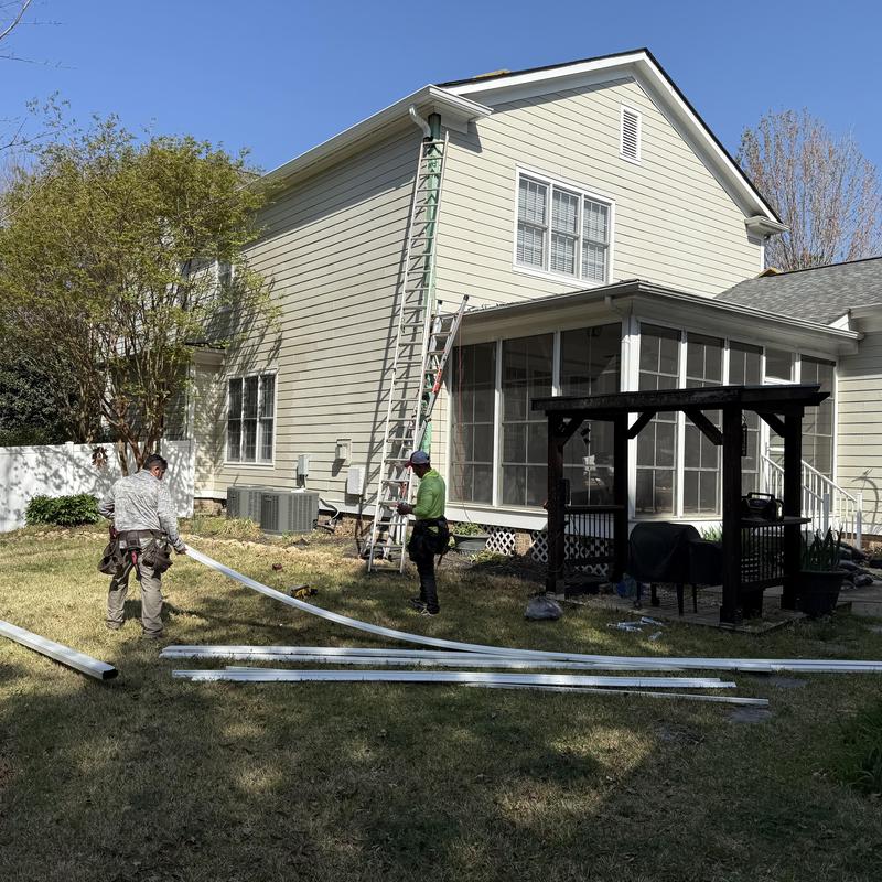 PVC exterior trim replacement with ladder setup PVC exterior trim replacement with ladder setup