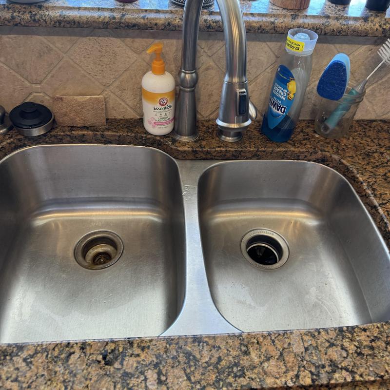 Kitchen sink drains with dual basin and faucet