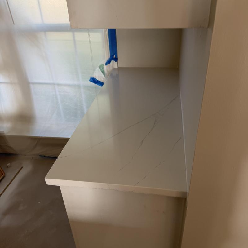 Granite countertop installation with protective covering