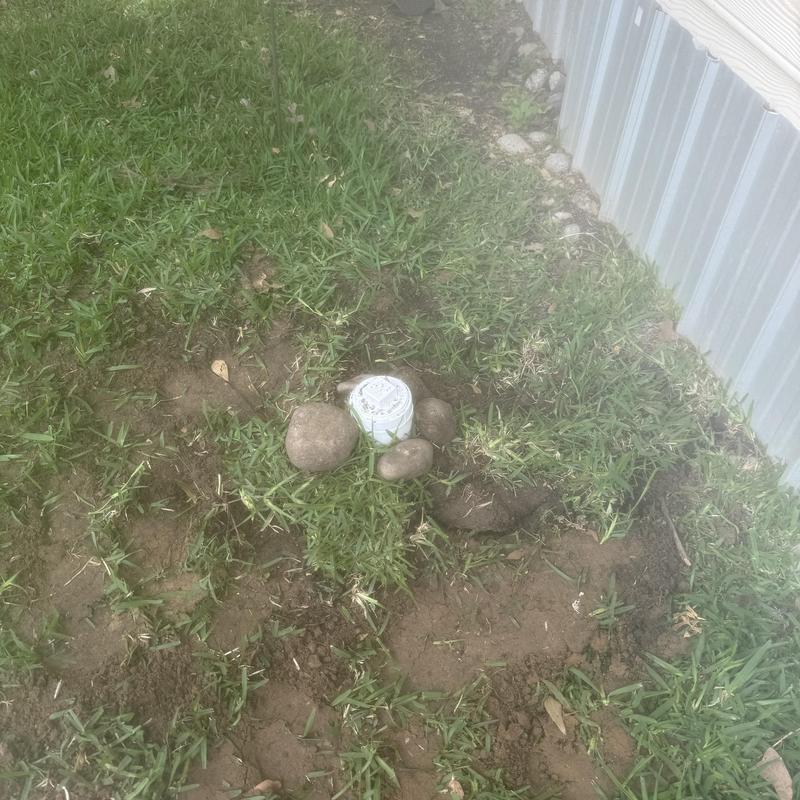 2-way sewer cleanout installation in grass by home wall