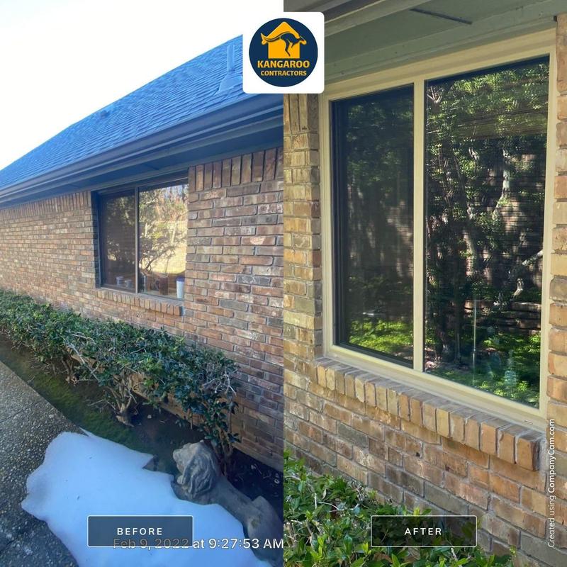 Almond vinyl windows replacement before and after