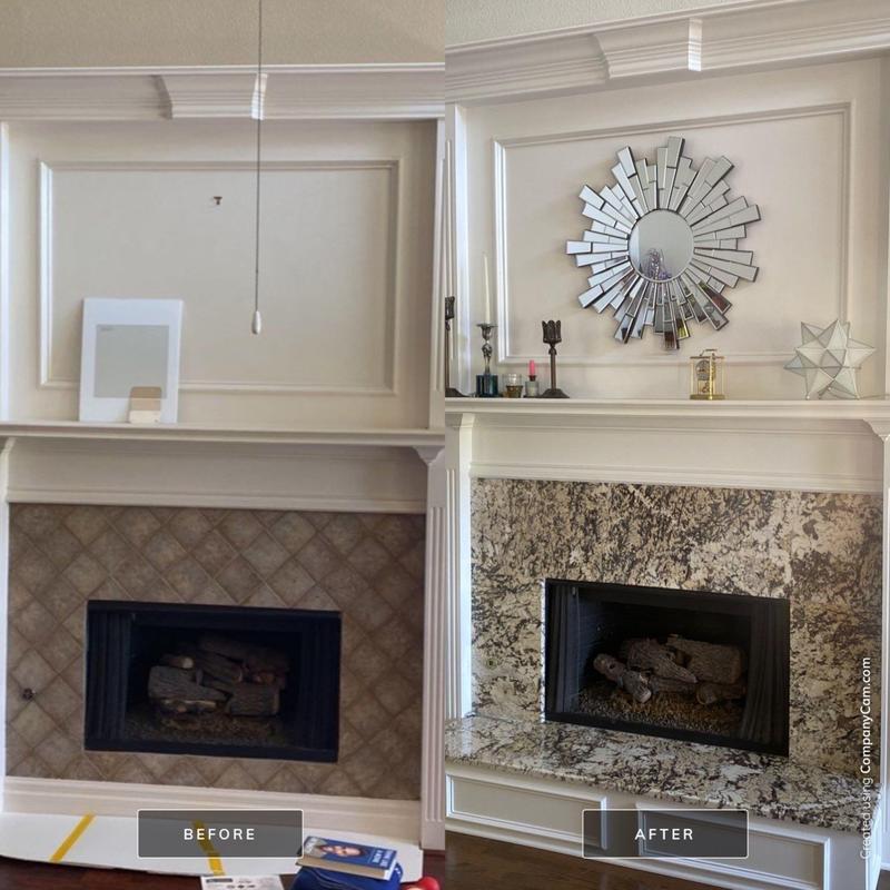 Granite fireplace surround and hearth update
