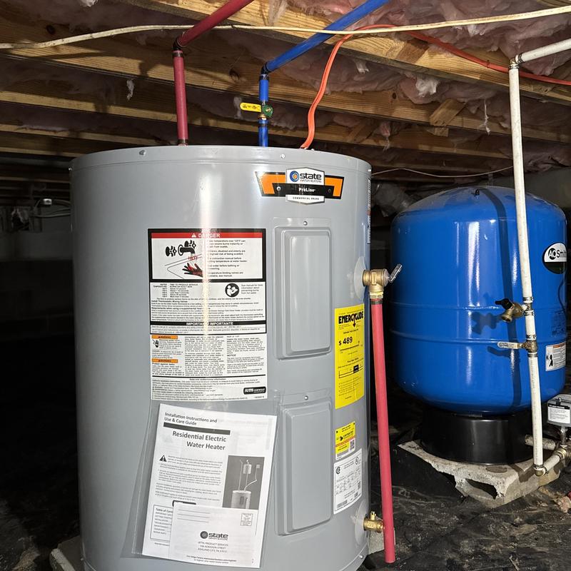 State Pro Line Low Boy water heater in crawl space
