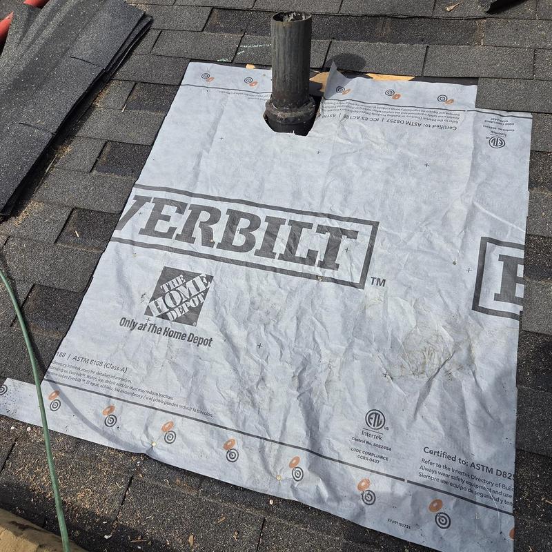 Roof pipe boot with new underlayment installation