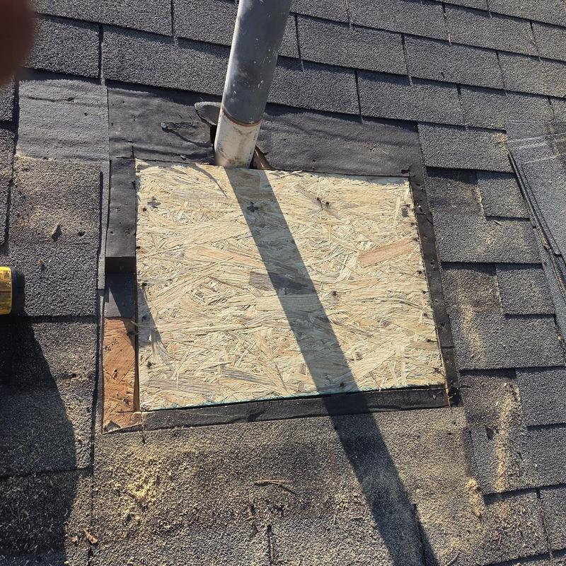 Pipe boot decking replacement on shingle roof