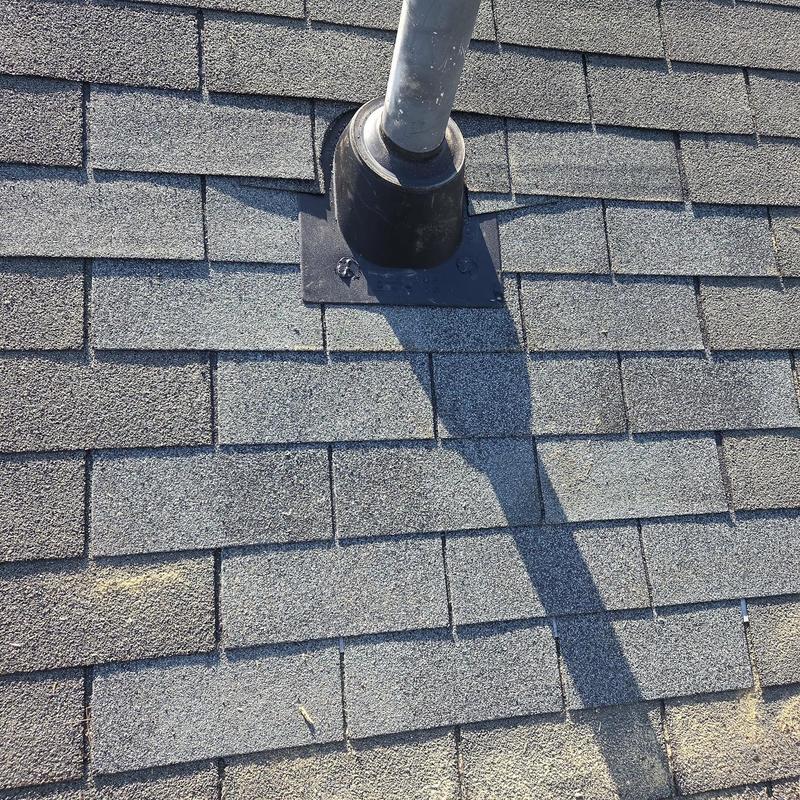 Pipe boot and roof decking replacement on shingle roof