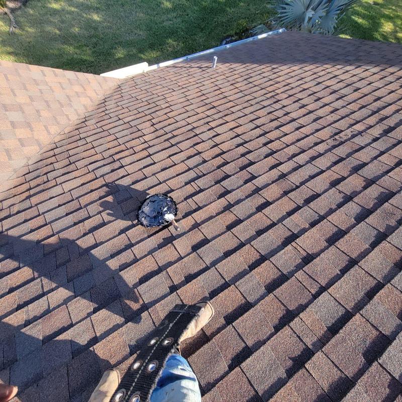 Shingle roof with vent pipe and gutter cleaning in Ft. Myers
